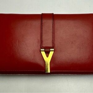Yves Saint Laurent Paris Red Leather Wallet